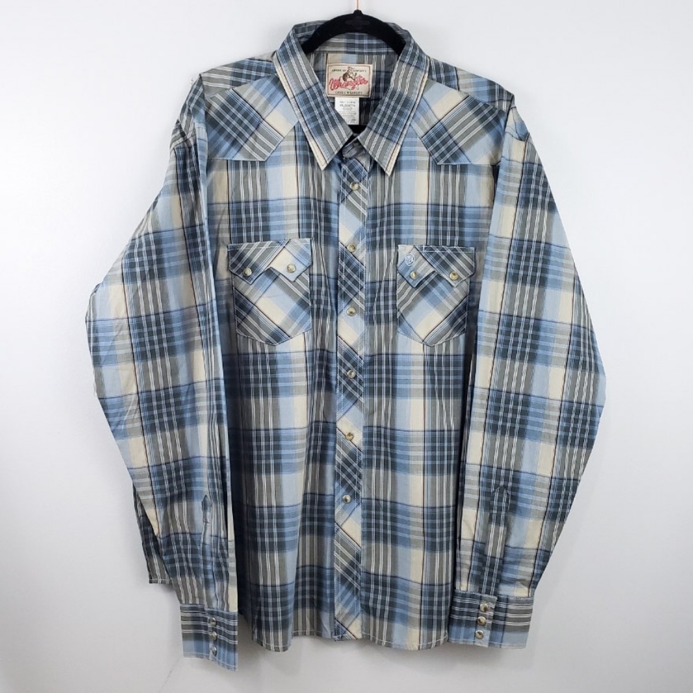 Vintage Wrangler Pearl Snap Button Down Shirt XXL